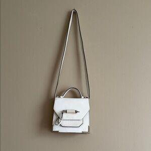 Mackage White Crossbody Satchel with Silver Accents